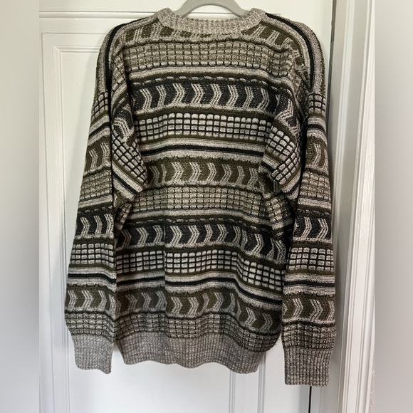 Vintage St. John’s Bay Sweater XL Coogi Styl 90s Chunky Knit Earth Tone Pullover - Picture 6 of 7